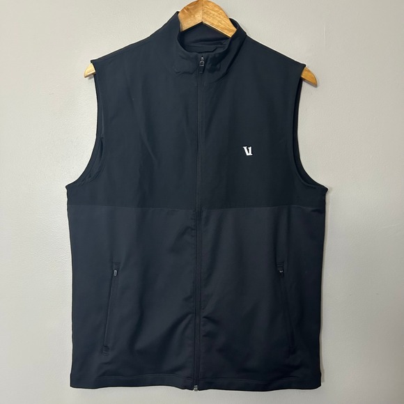 Vuori Sunday Element Vest Mens Medium Black Performance Full Zip Stretch